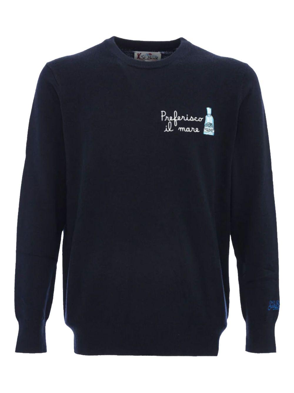 Maglione Blu Navy con Ricamo e Girocollo HER0005 03455G MC2 SAINT BARTH