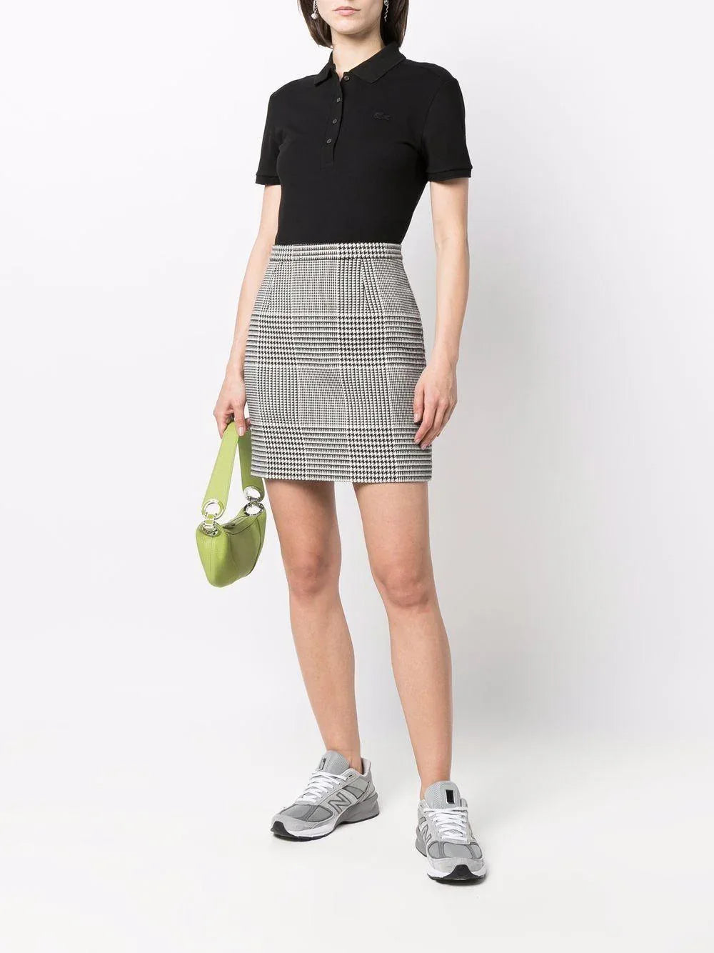 Polo nera logo ricamo tono su tono - Preludio Moda