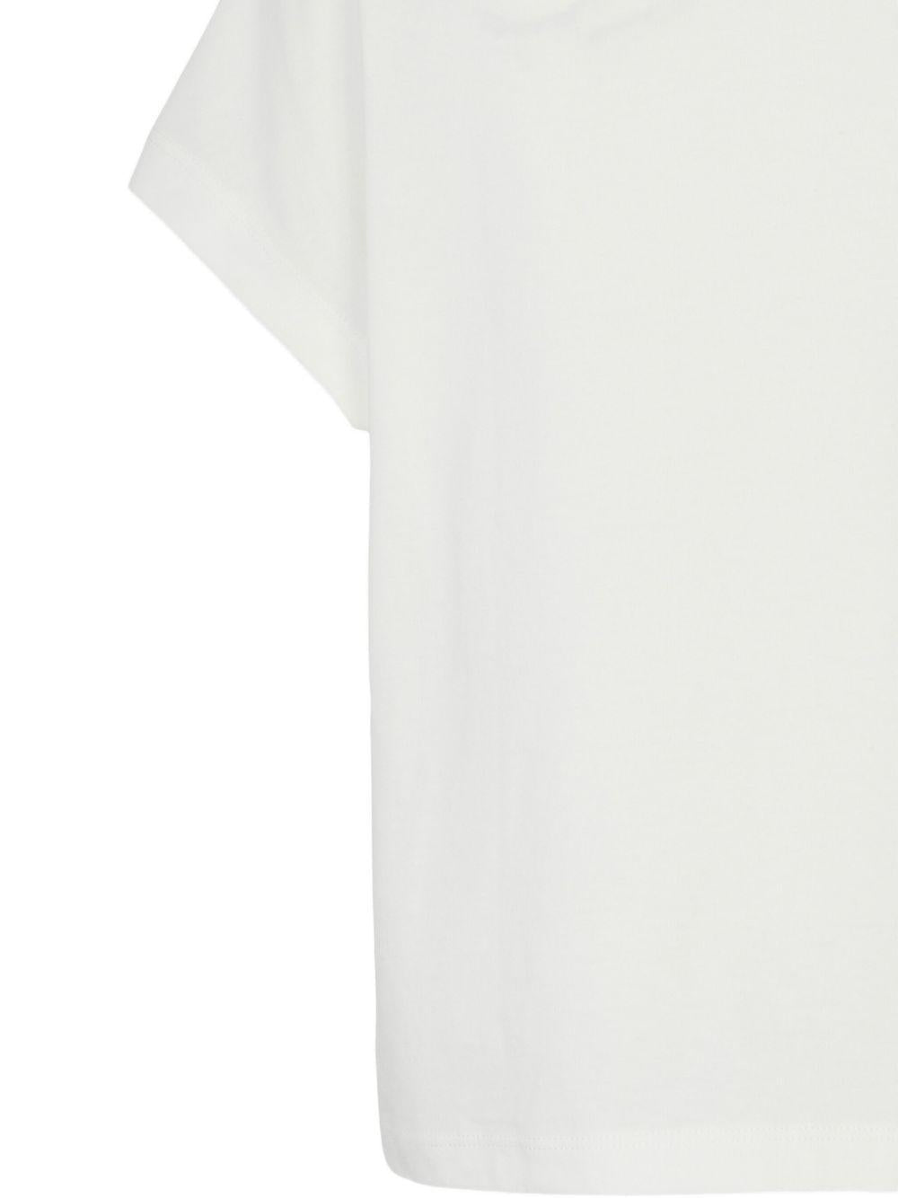 T-shirt bianca ricamo floreale multicolor