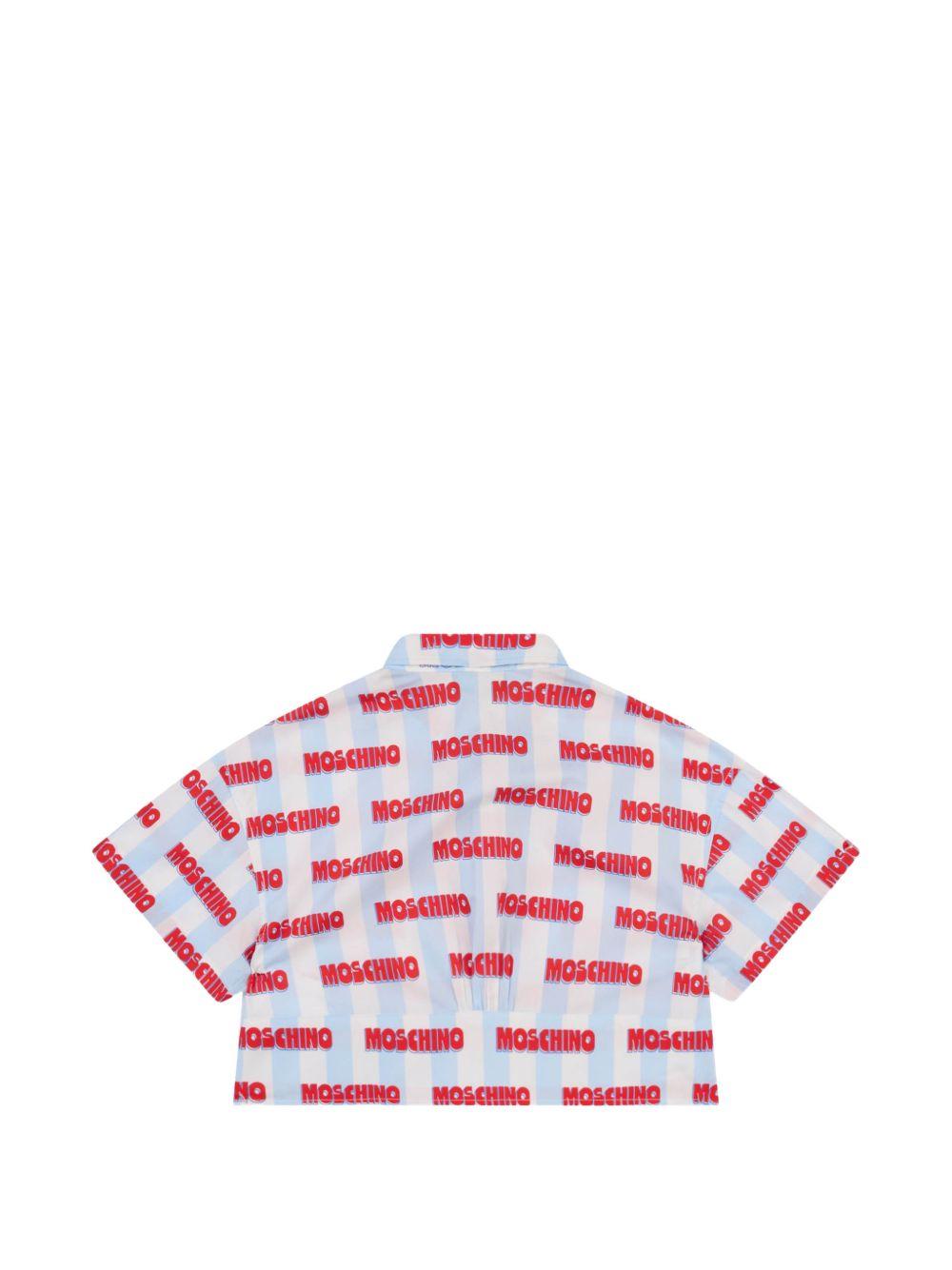 Body-camicia a righe con logo all-over HAC021LLB60 83678 MOSCHINO KIDS