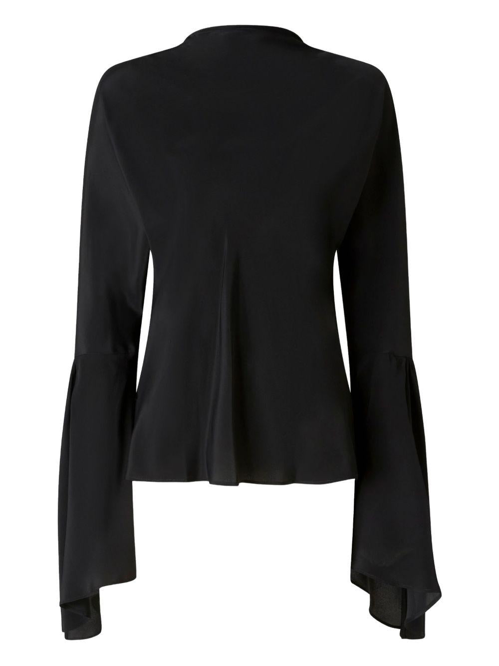 Blusa con scollo a V e maniche plissettate 105625A2S9 Z99 PINKO