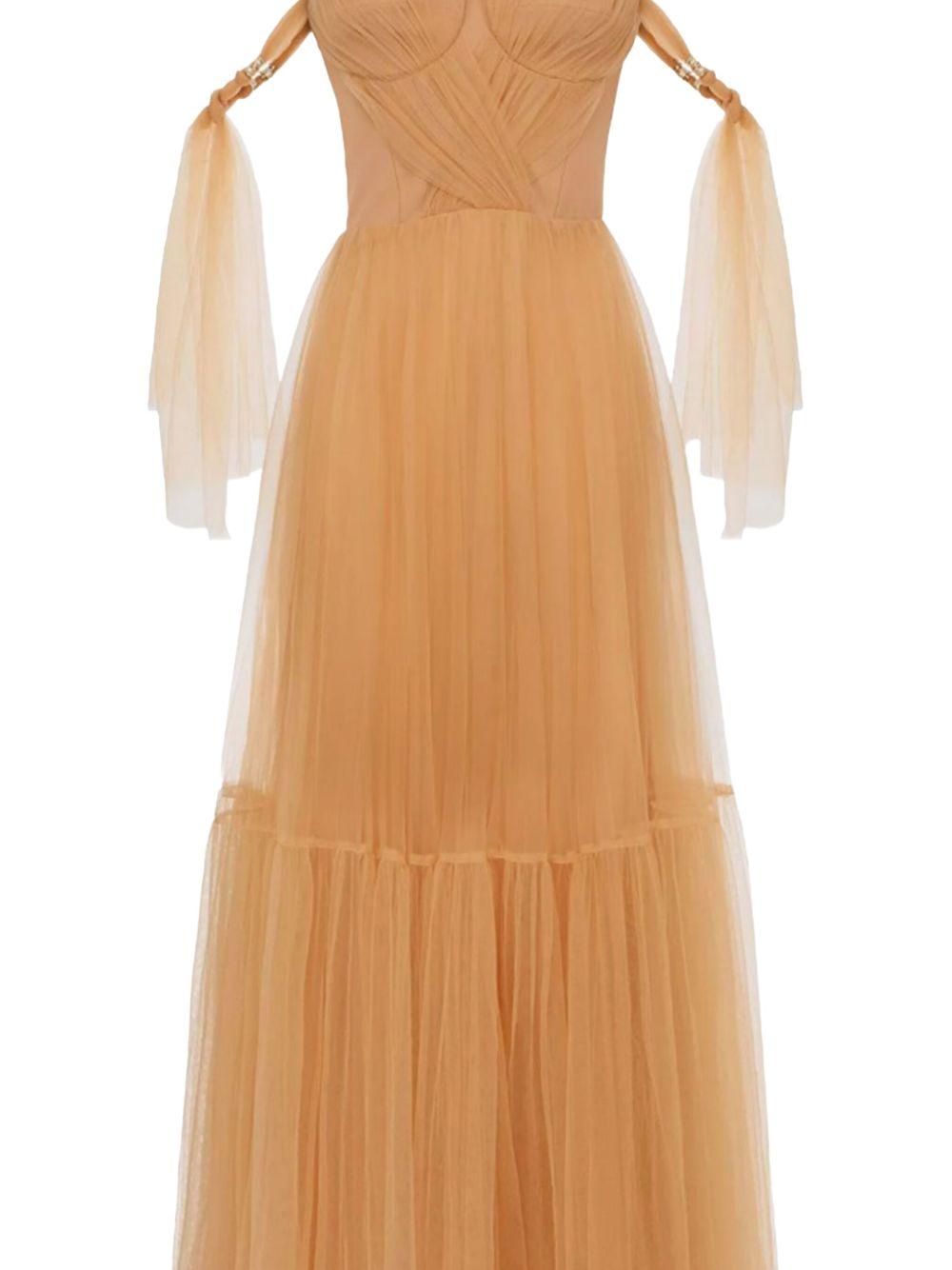 Abito in tulle caramello AB46532E2 CARAMELLO ELISABETTA FRANCHI
