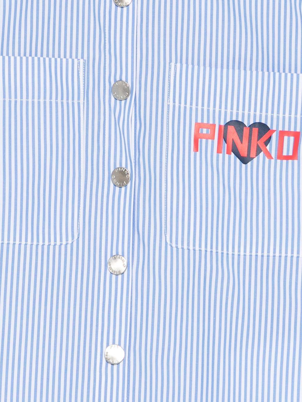 Camicia azzurra a righe con stampa logo KFCA015CCR013 D053 PINKO UP