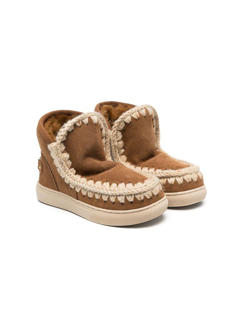 Stivaletti Invernali Colore cognac con Cuciture a Uncinetto MUFK111015A COG MOU KIDS