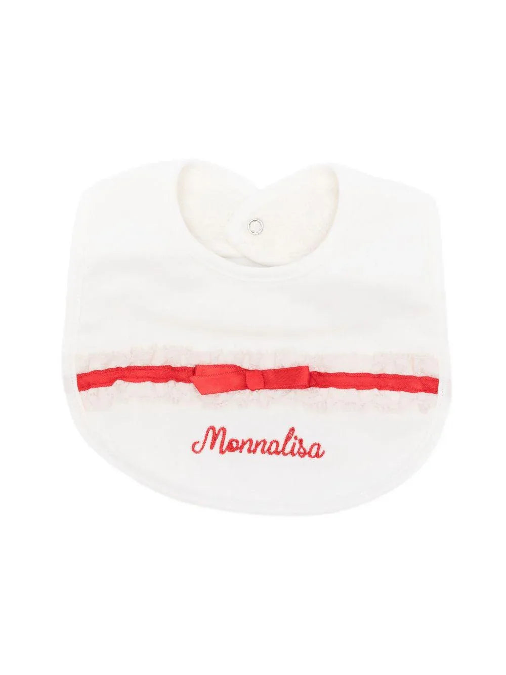 Bavaglino con Bordo in Pizzo e Nastro Rosso - Preludio Moda