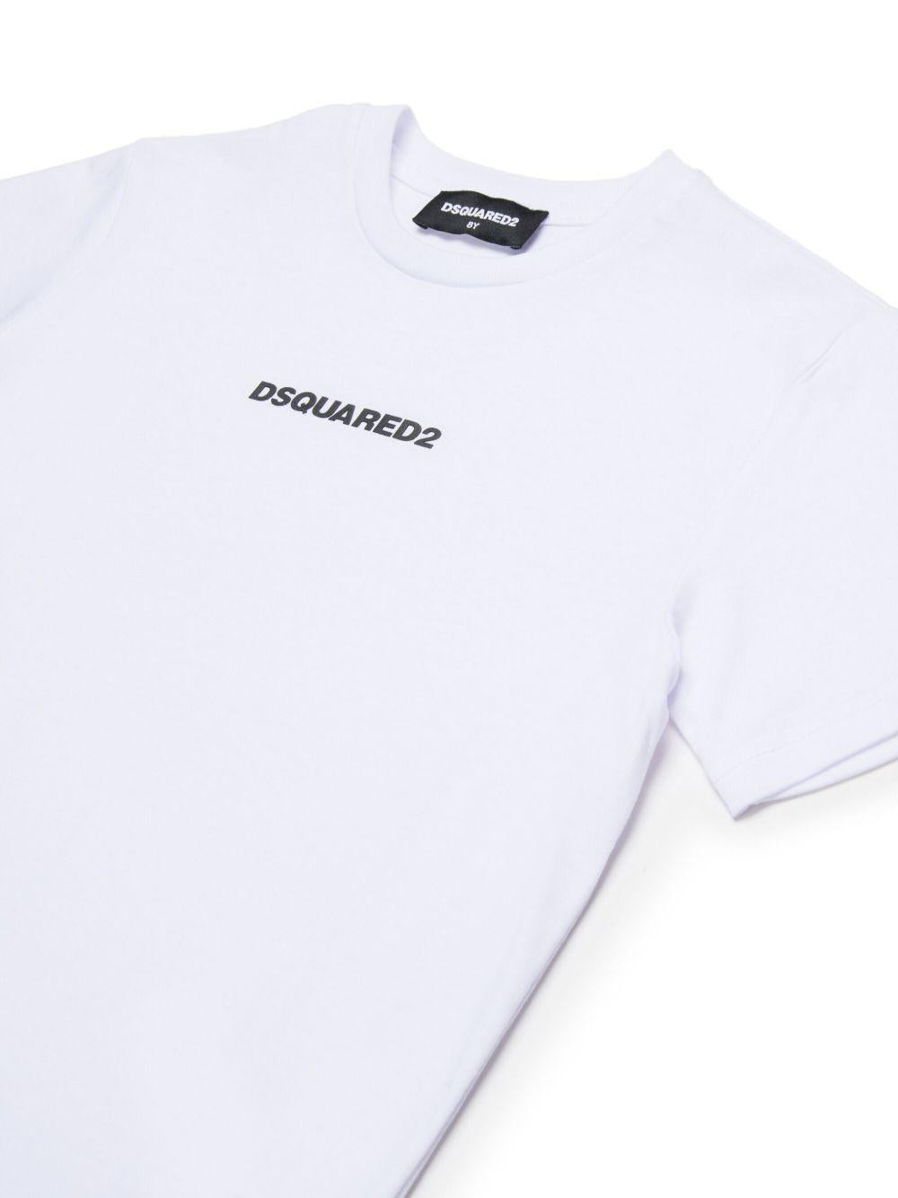 T-shirt Bianca con Stampa Frontale DQ2823D004G DQ100 DSQUARED KIDS