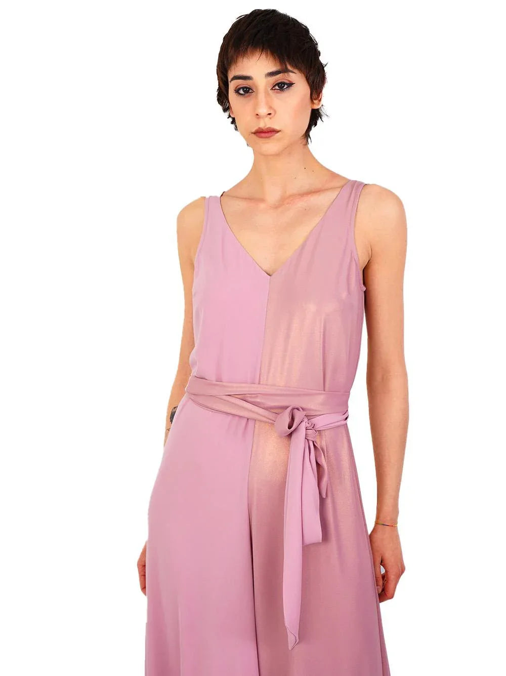 Tuta intera rosa con finish mezzo laminato - Preludio Moda