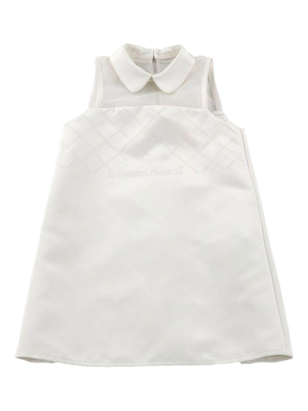 Abito panna logo strass finish satin EFAB6180RA016 0000 ELISABETTA FRANCHI KIDS
