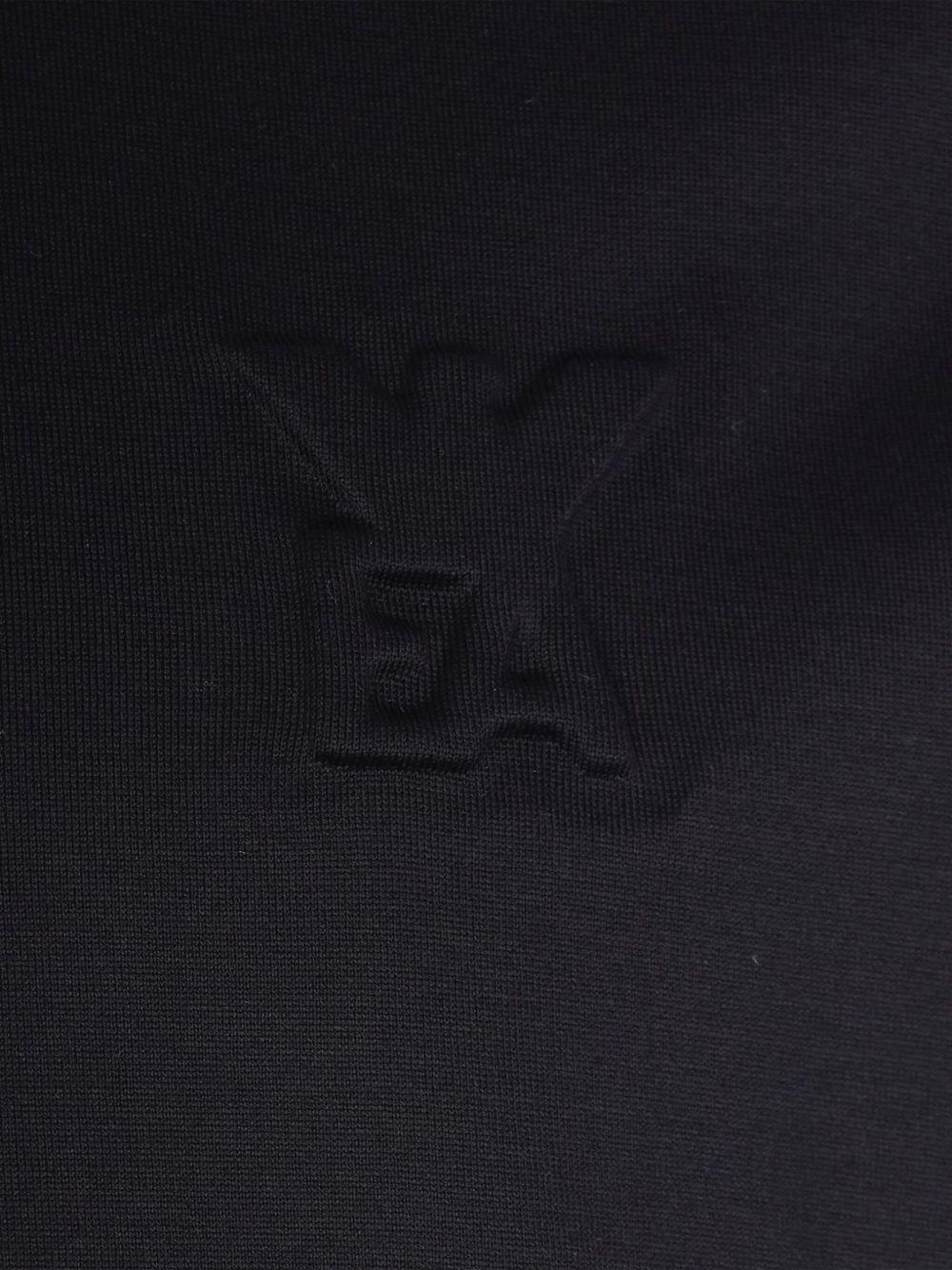 T-shirt nera con logo in rilievo e girocollo - Preludio Moda