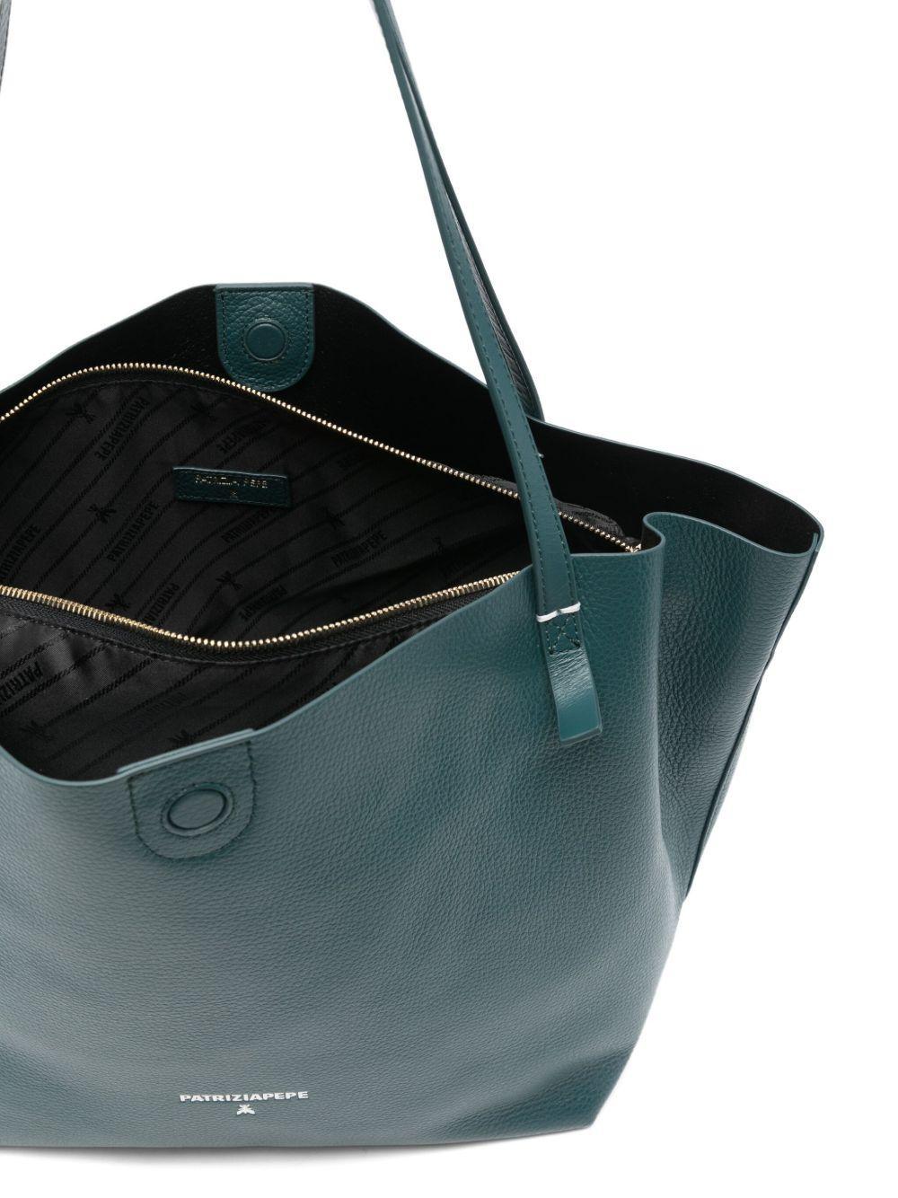 Borsa verde con logo e dettagli argento - Preludio Moda