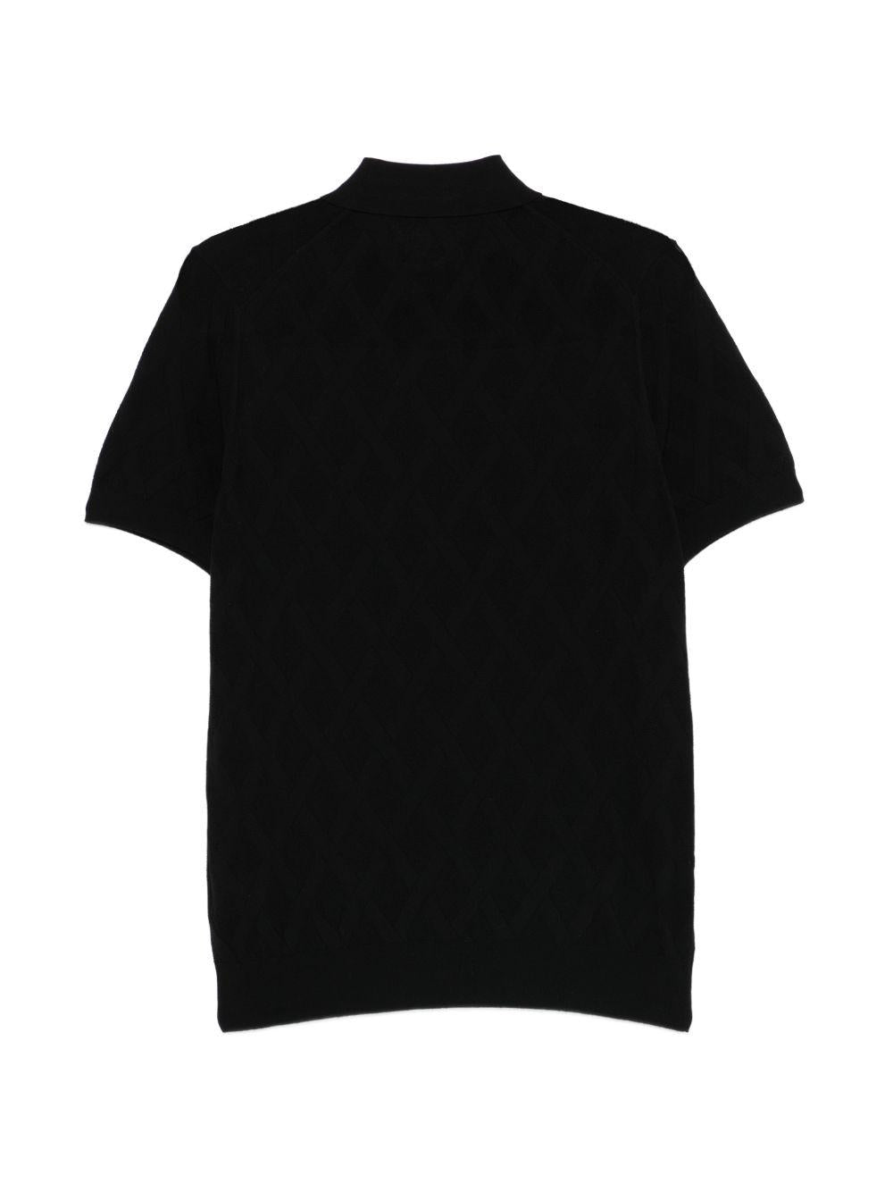 Polo in cotone a rombi con maniche corte DK17019B NERO DIKTAT