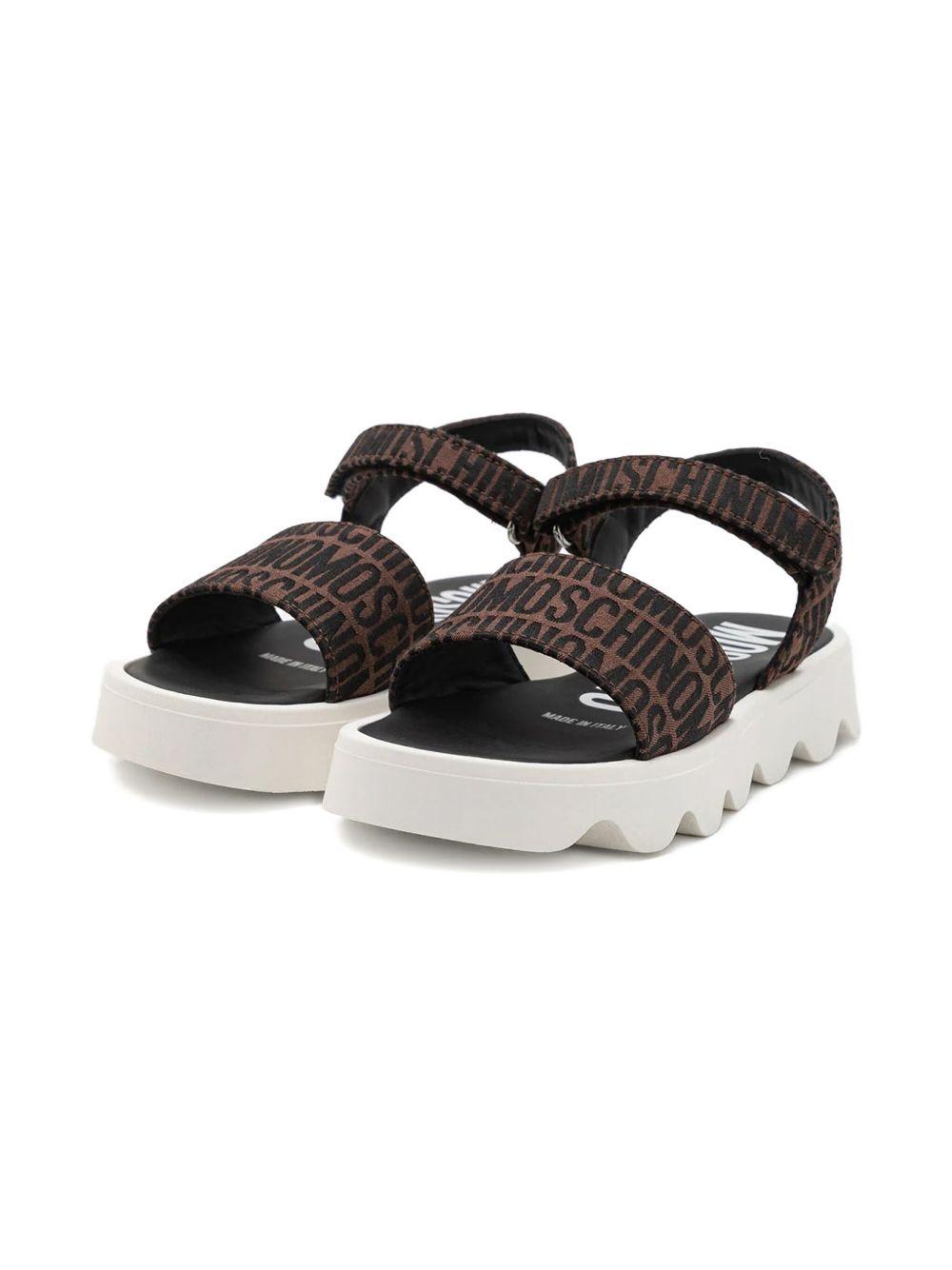 Sandalo marrone logo all-over 80530 01 MOSCHINO KIDS