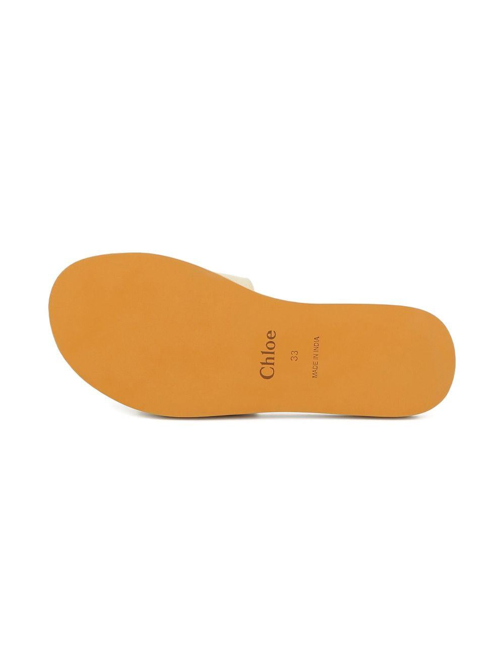 Ciabatte in cotone ecru con logo C20881 117 CHLOE KIDS