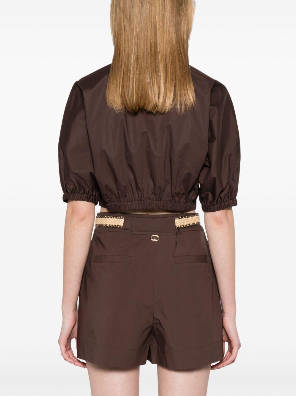 Camicia crop caffè