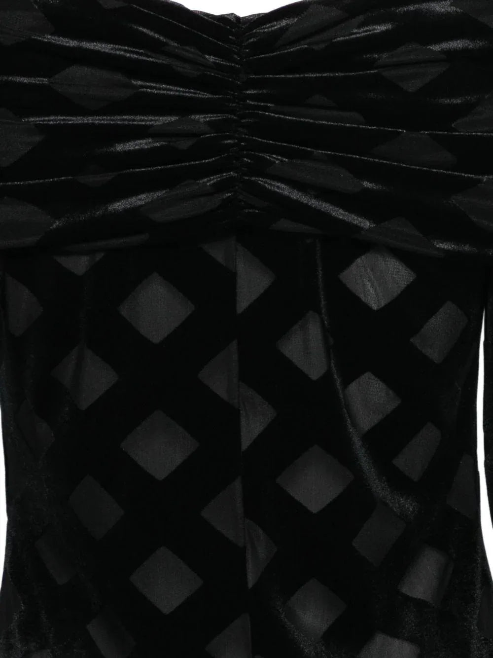 Body nero con spalle scoperte e motivo a rombi - Preludio Moda