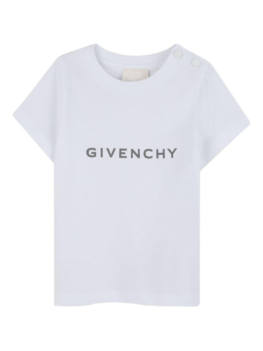 T-shirt in Cotone Biologico con Logo Frontale H30887 10P GIVENCHY KIDS