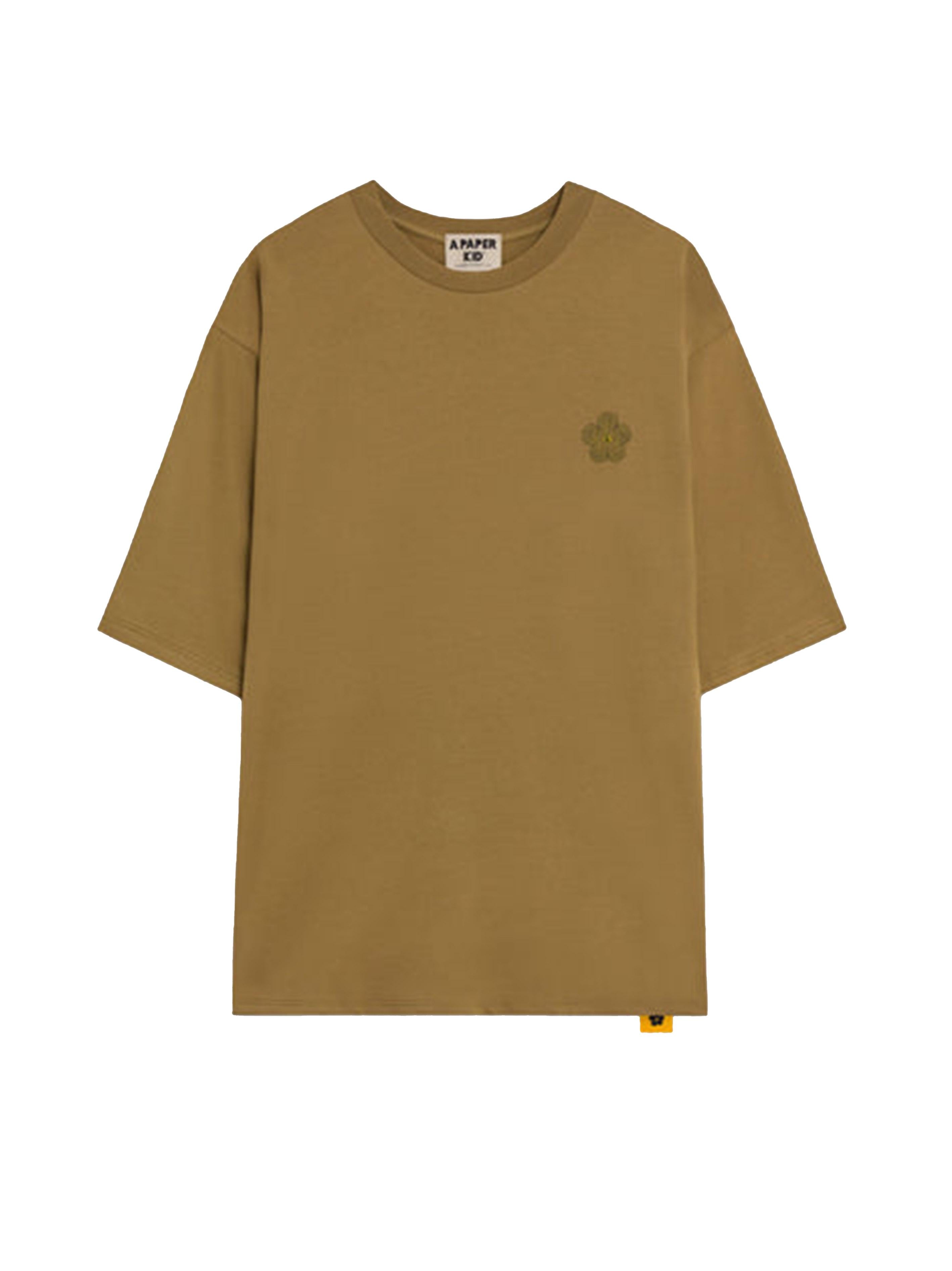 T-shirt verde cachi stampa logo flower F4PKUATH069 225 A PAPER KID
