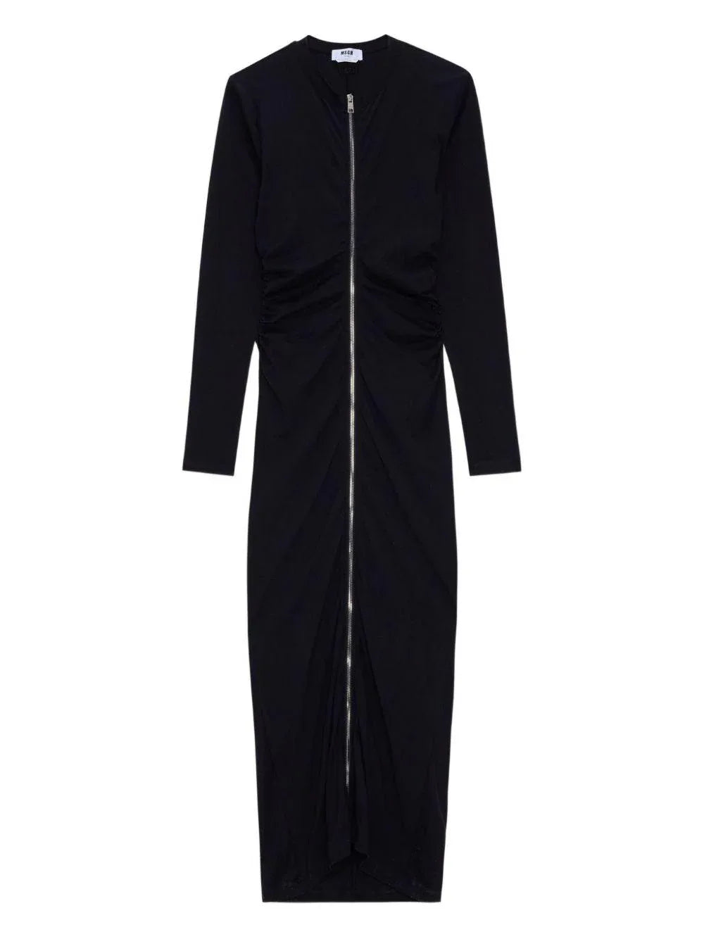 Abito nero lungo con zip frontale - Preludio Moda