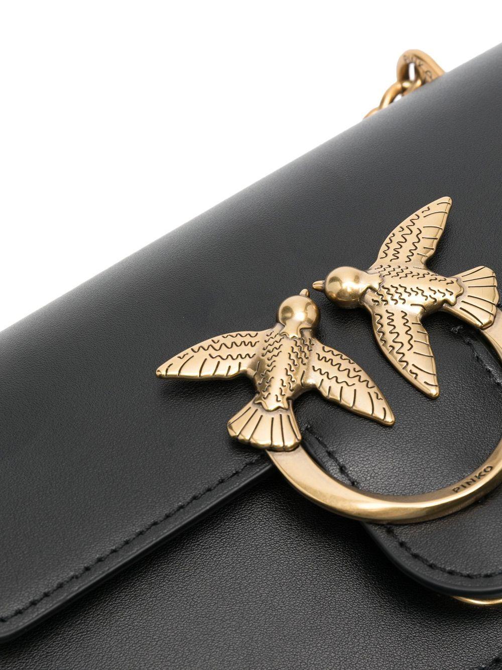 Borsa a Spalla Nera in Pelle con Fibbia Love Birds 100074A0F1 Z99Q PINKO