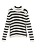 Maglione Beige a Righe con Collo Alto