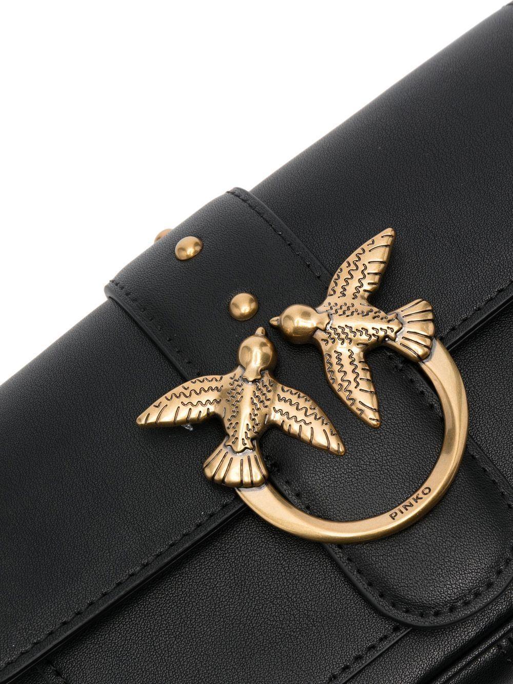 Borsa Nera Mini con Tracolla a Catena e Dettaglio Love Birds - Preludio Moda