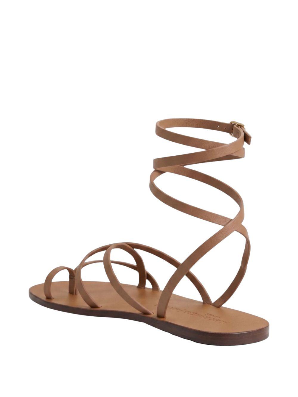 tie up leather sandals M50Y0 TAN MANEBI