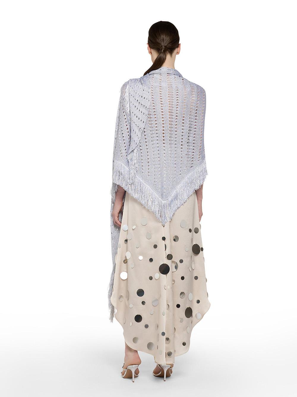 Scialle argento in lurex maxi frange P25CPSLO0401 V0036 SIMONA CORSELLINI