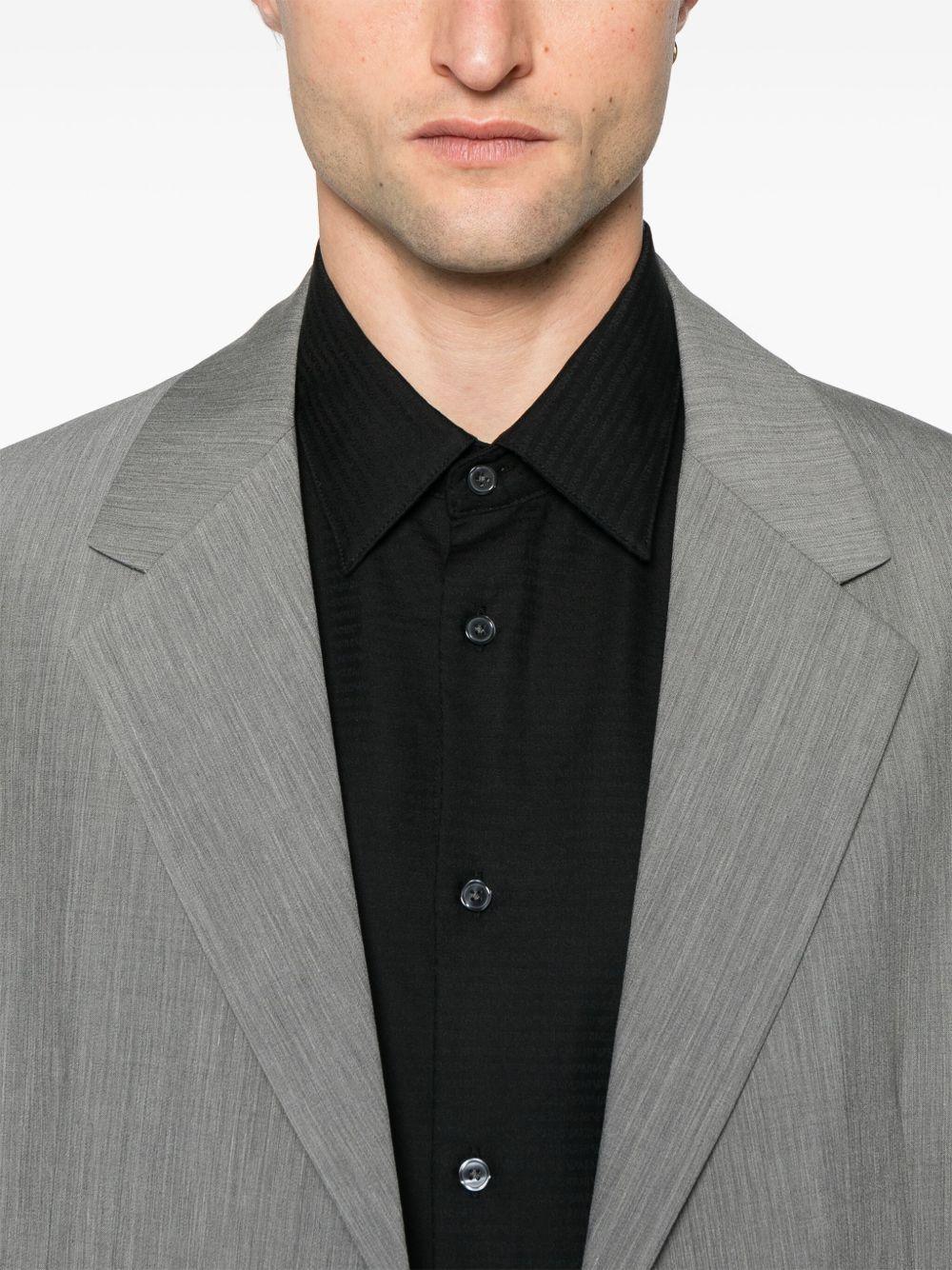 Camicia nera in cotone logo jacquared all-over - Preludio Moda