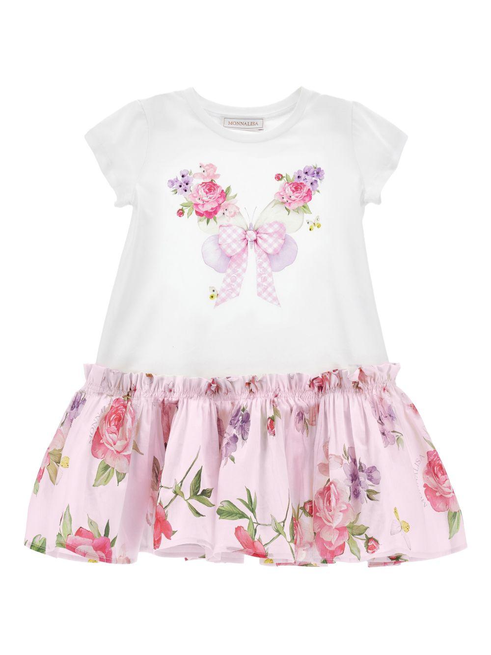 Abito con gonna in tulle a fiori 11G922NP7621 0090 MONNALISA KIDS