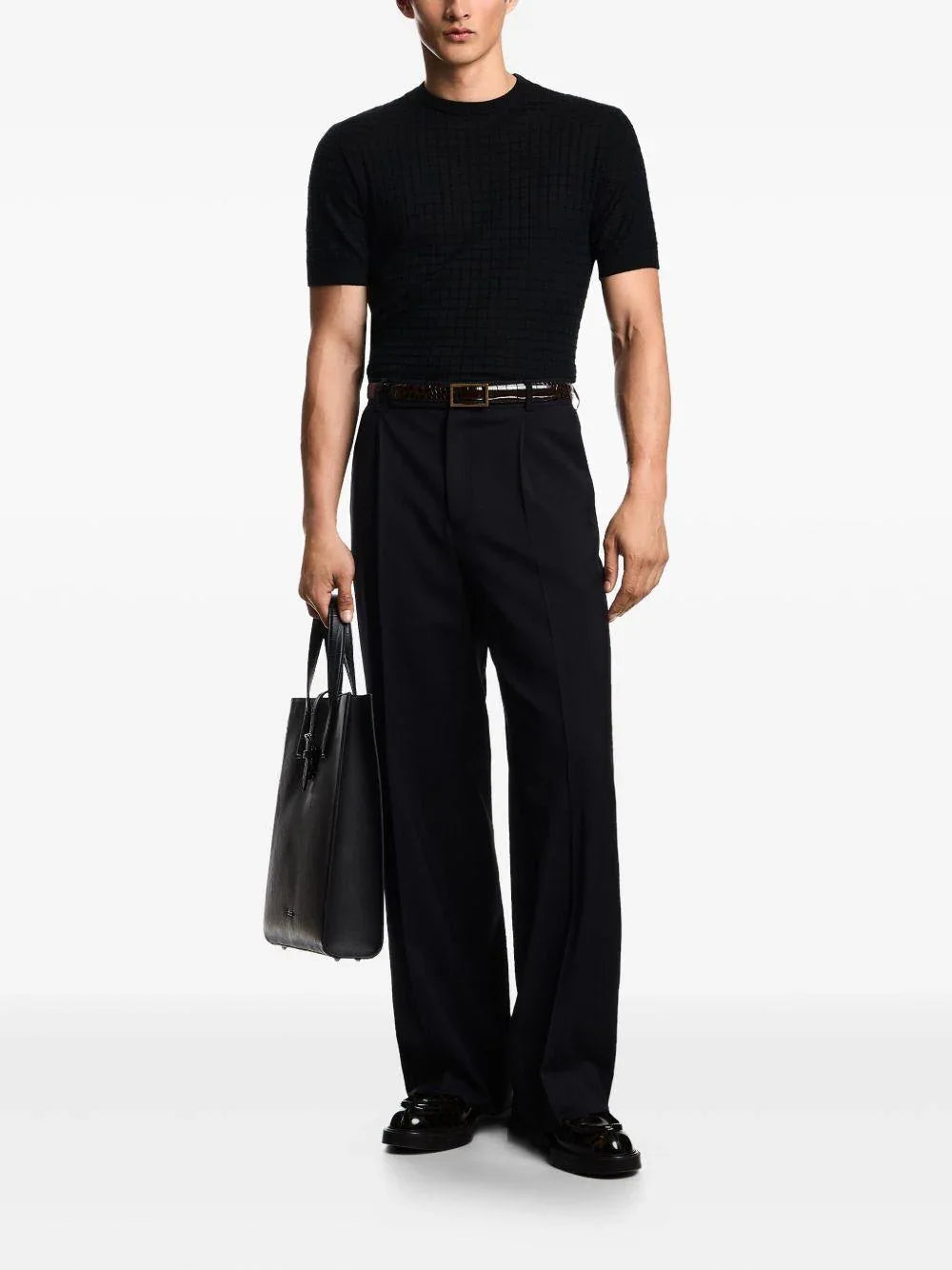 Maglietta nera a maniche corte con girocollo - Preludio Moda