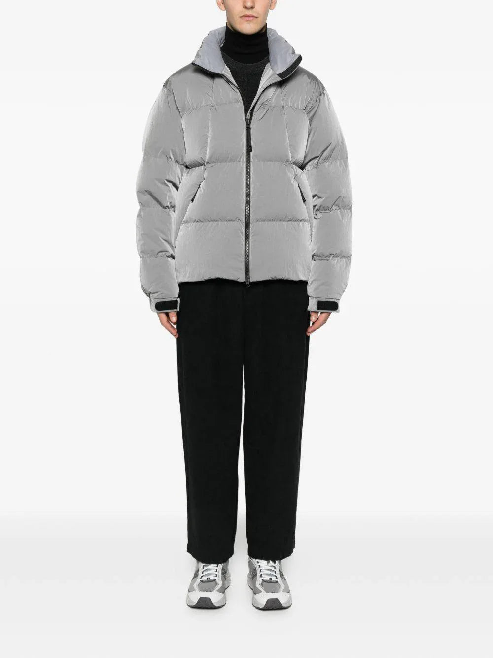 Maglione grigio a maniche lunghe a coste - Preludio Moda