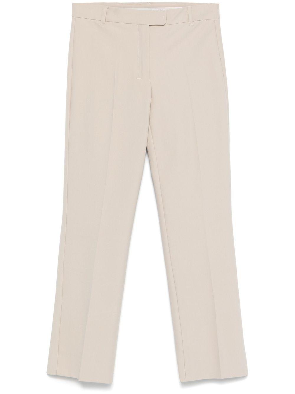 Fatina slim fit trousers in ecru stretch cotton and viscose