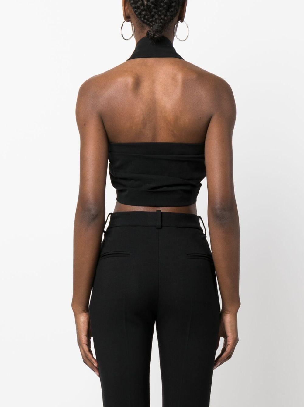 Top crop con reverse nero