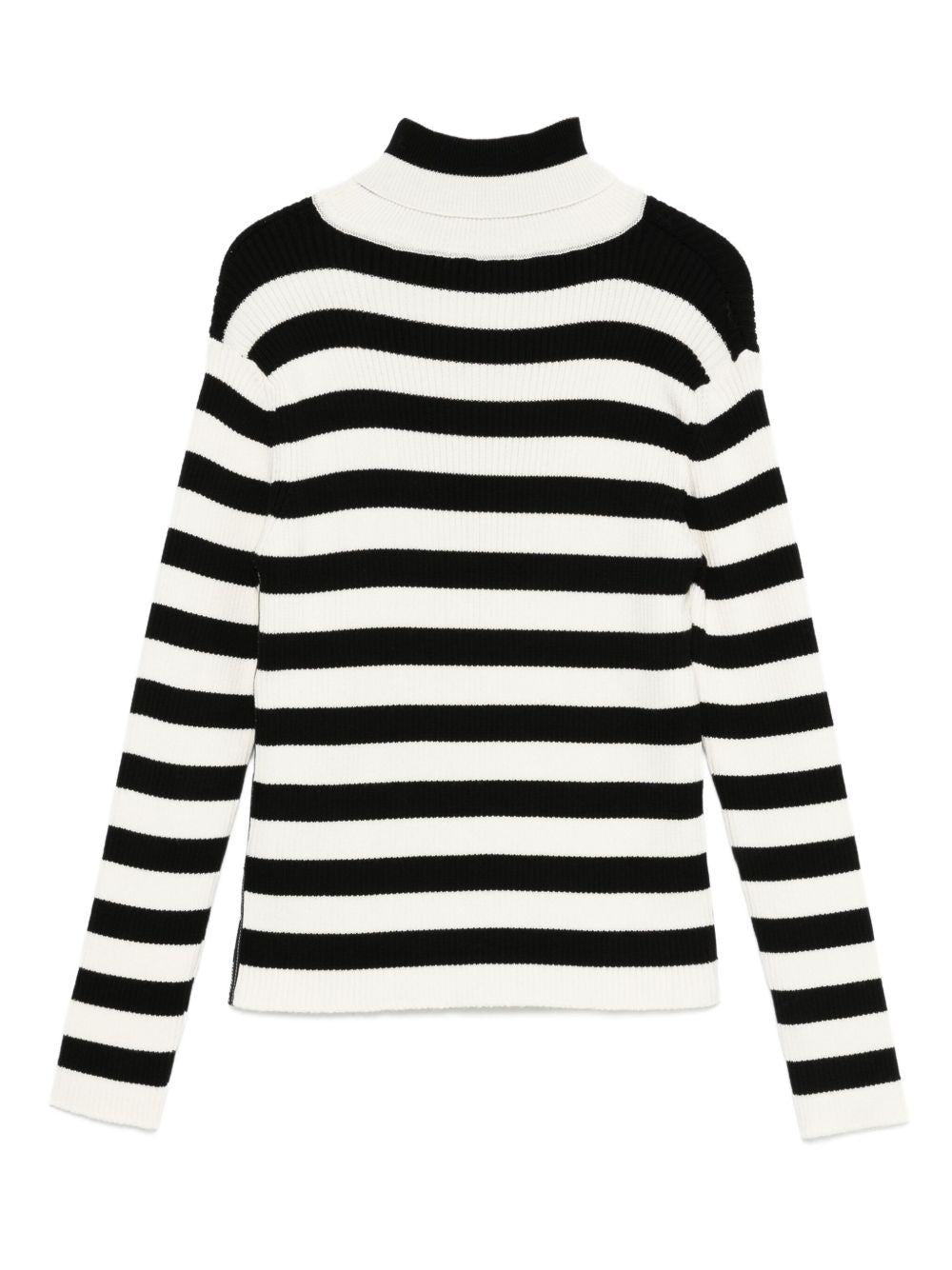 Maglione Beige a Righe con Collo Alto BX9A40Z3297 102NE BALMAIN KIDS