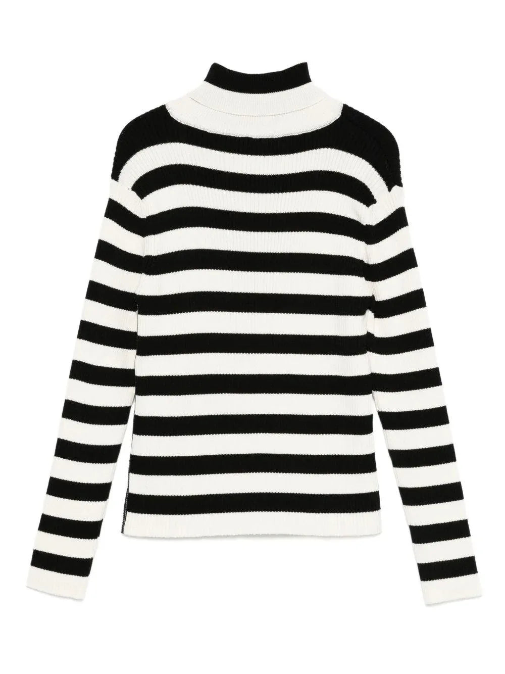 Maglione Beige a Righe con Collo Alto - Preludio Moda