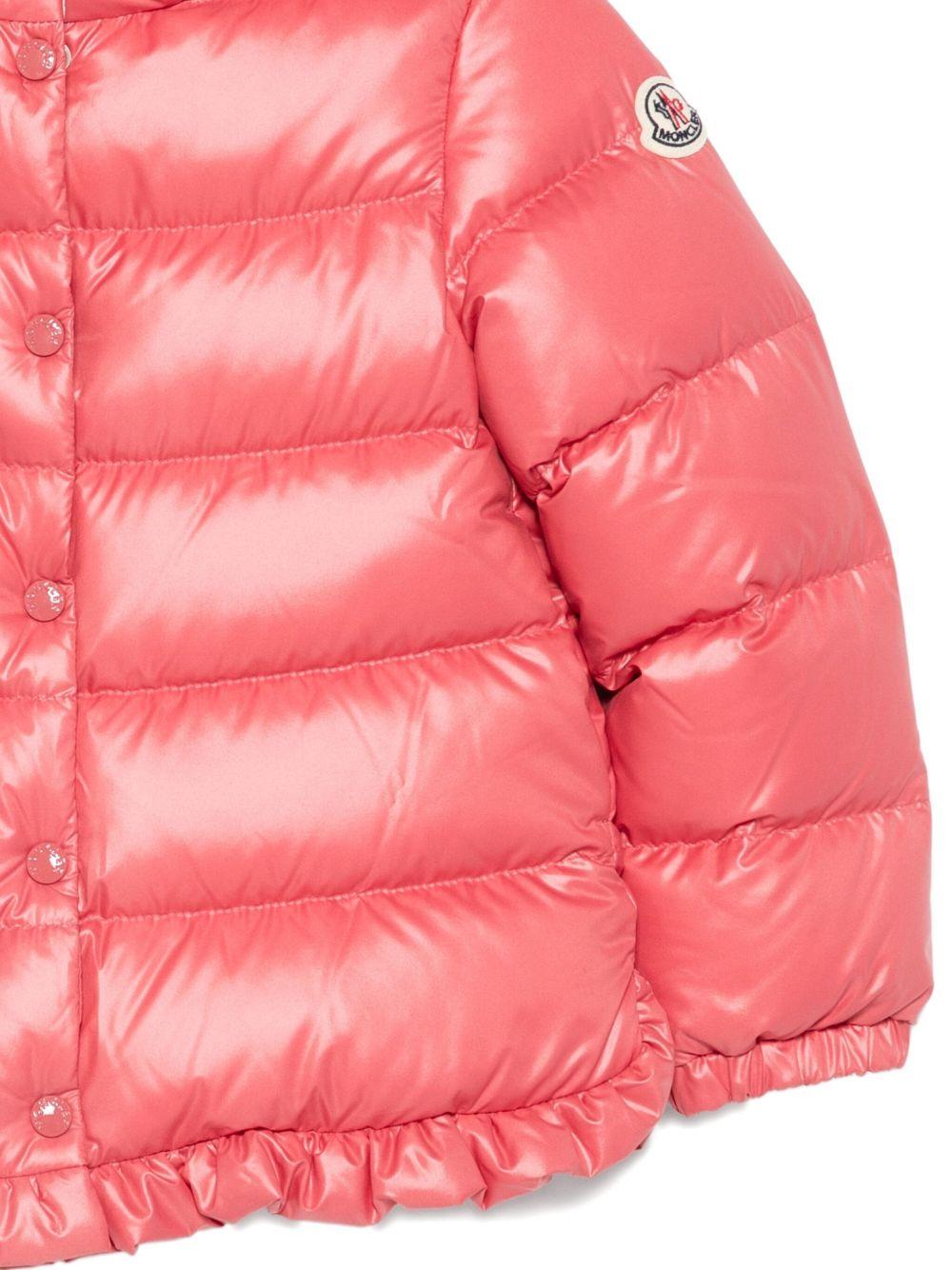 Giacca Bambina con Cappuccio e Ruches Trapuntata Rossa - Preludio Moda