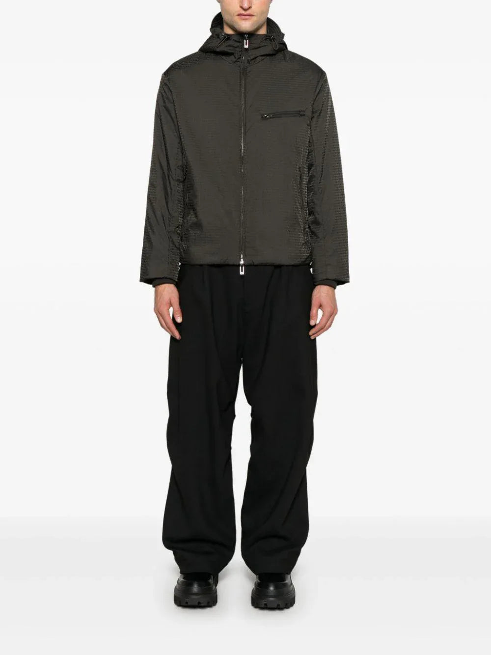 Giacca verde militare con logo all-over - Preludio Moda