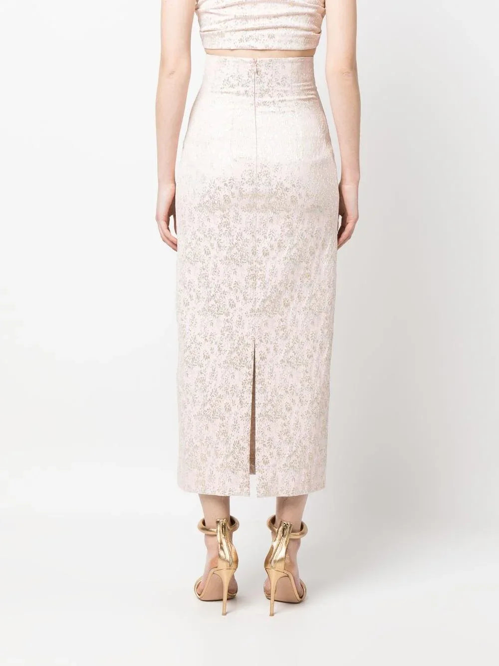 Gonna midi rosa con ricamo satin - Preludio Moda