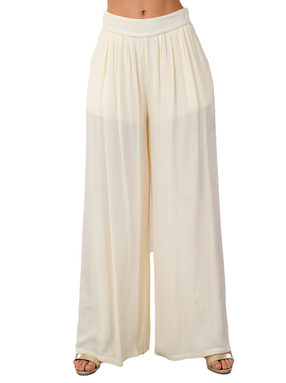 Pantalone panna semitrasparente S00559 PANNA BABYLON COLLECTION