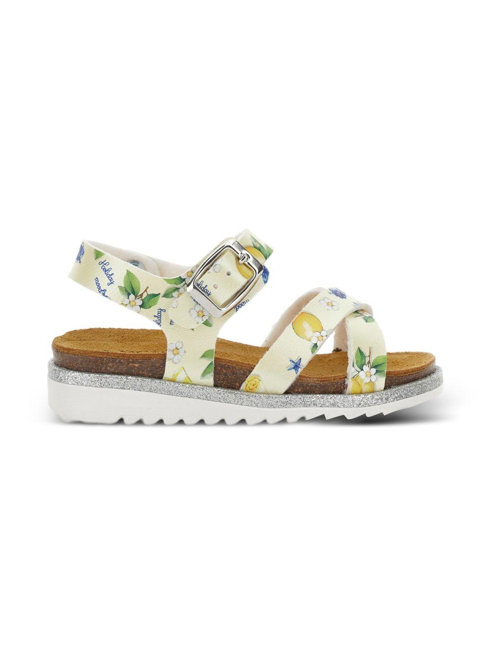 Sandali con fibbia stampa floreale 8CG0087702 0014 MONNALISA KIDS