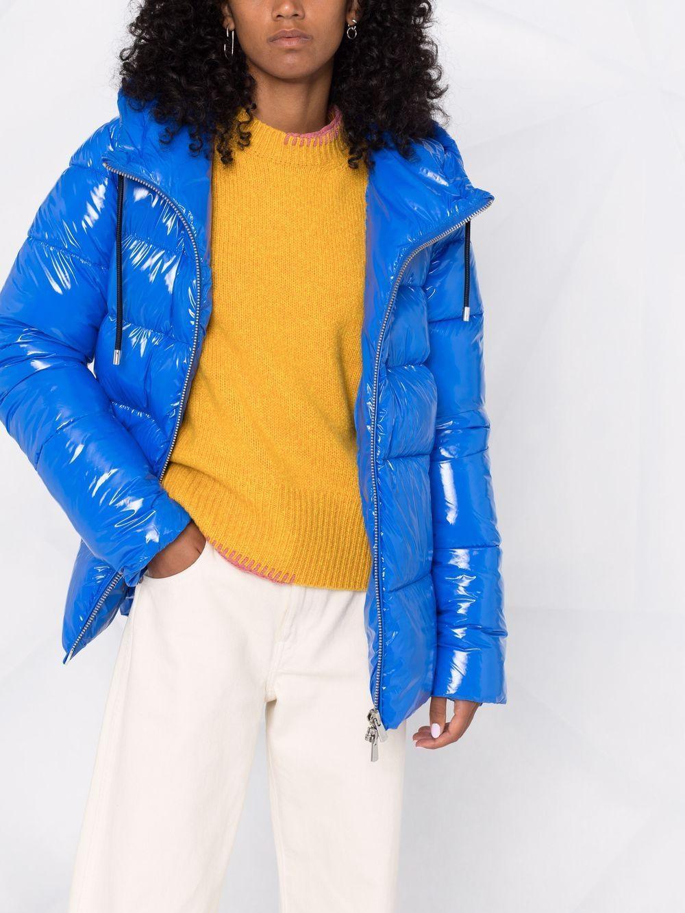 Giubbino bluette in pelle verniciata - Preludio Moda