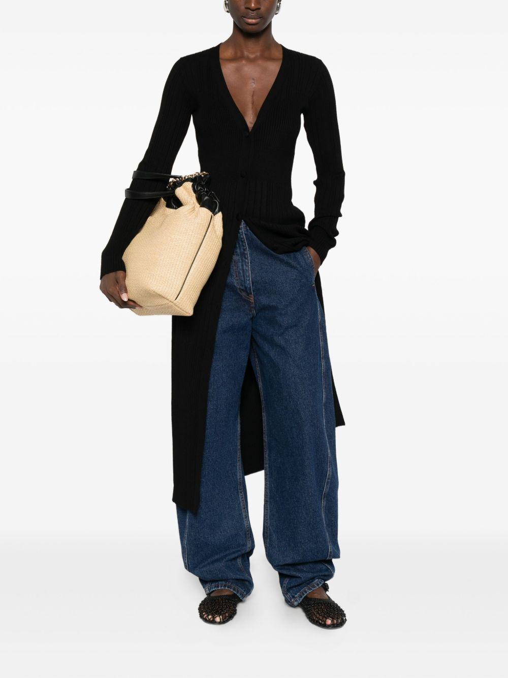 Abito nero a coste con scollo a V e bottoni 252TT3222 00006 TWINSET