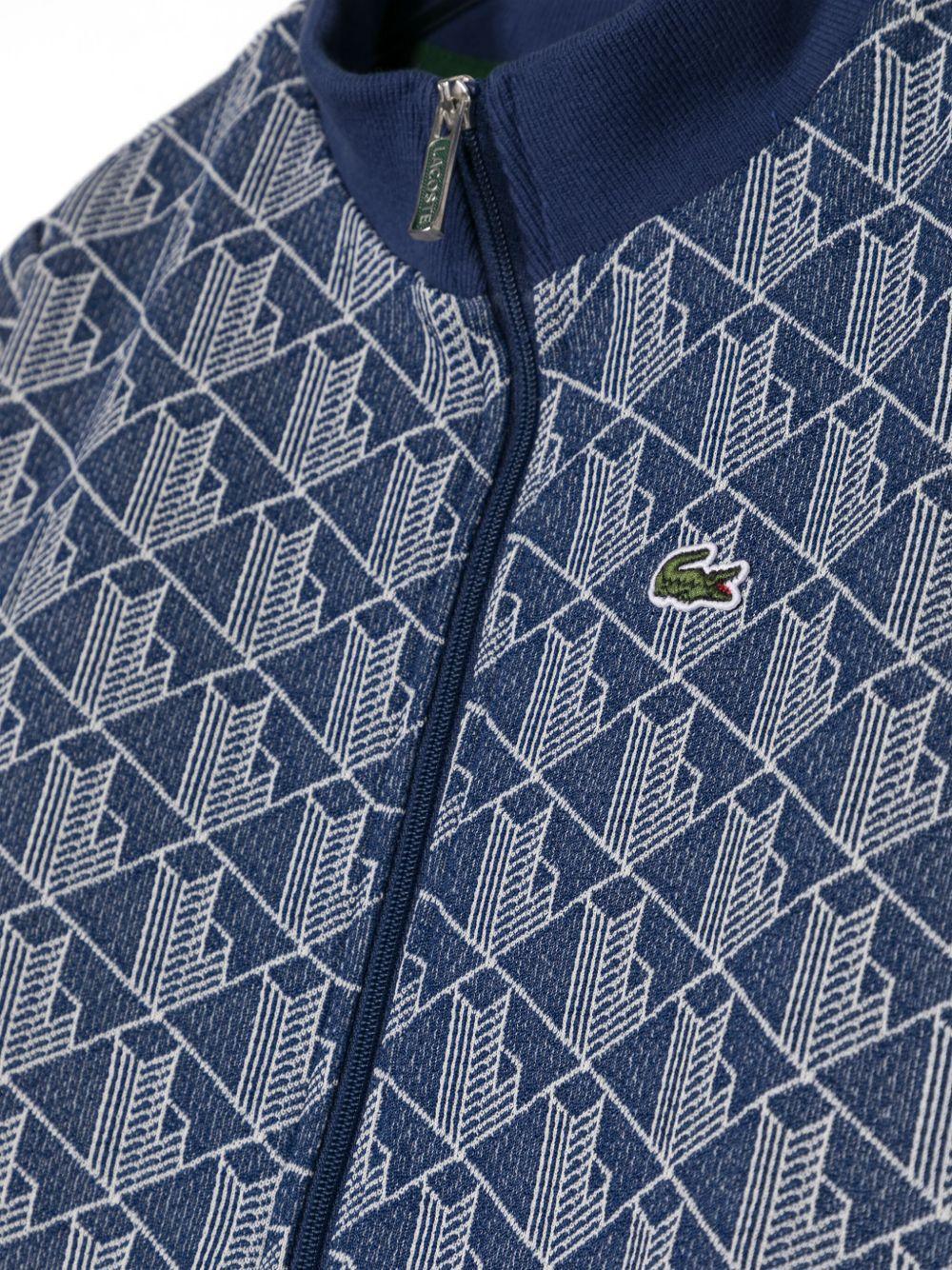 Felpa celeste zip logo monogram all-over kids - Preludio Moda