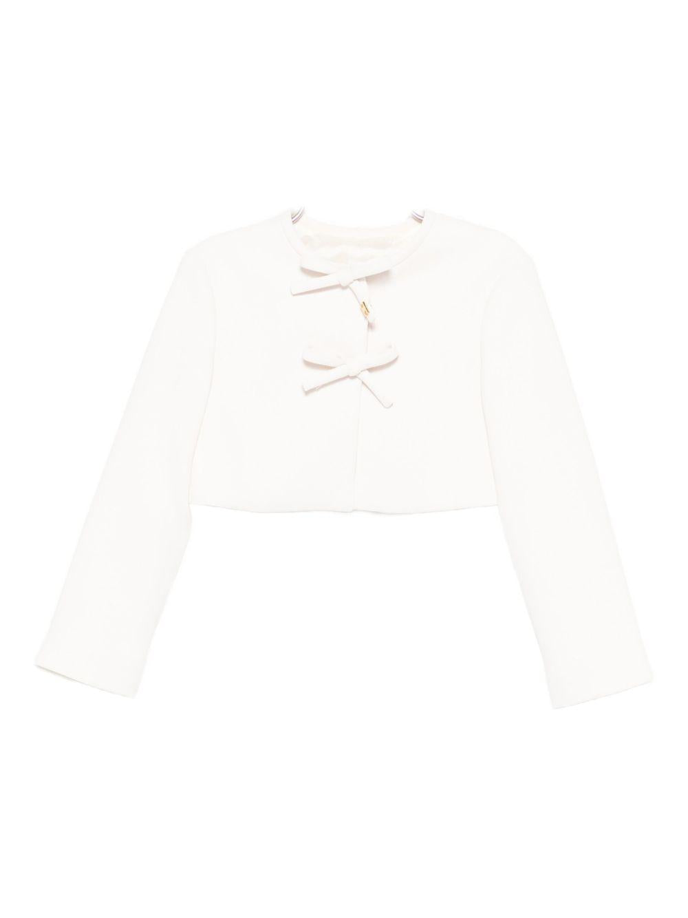 Giacca latte crop con fiocco EGGC010GA085 0067 ELISABETTA FRANCHI KIDS