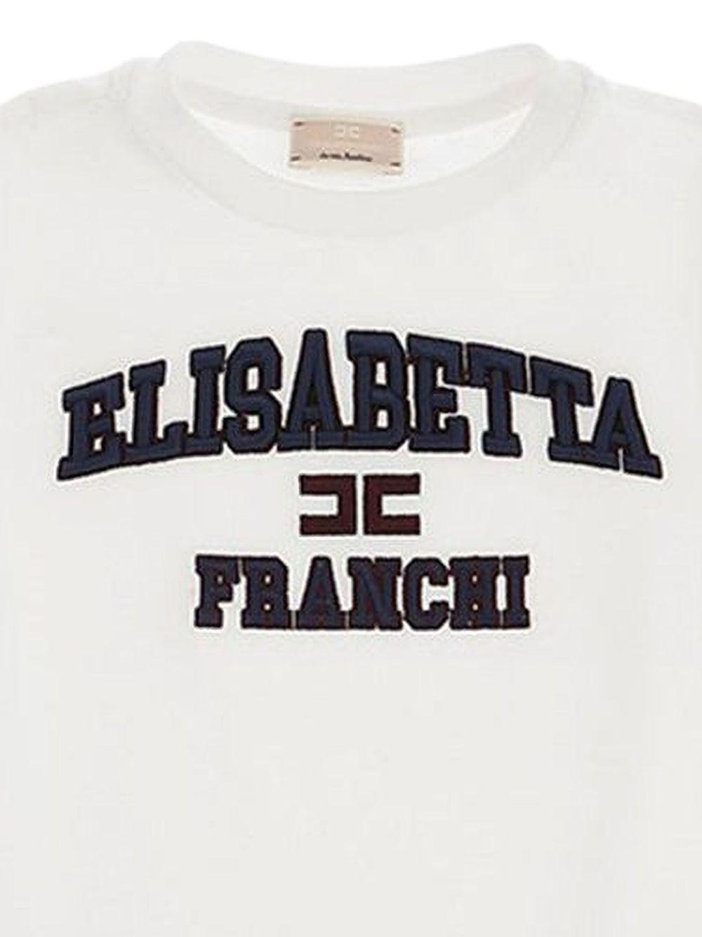 T-shirt bianca logo ricamo college