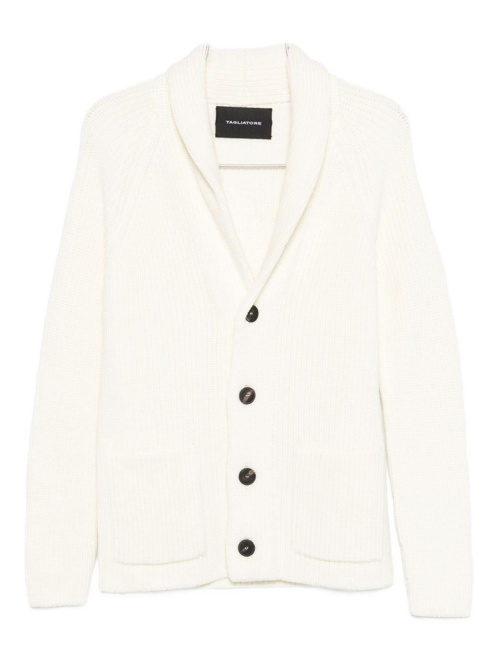 Cardigan bianco in misto lana con scollo a scialle JACKSONPWI2501 800 TAGLIATORE