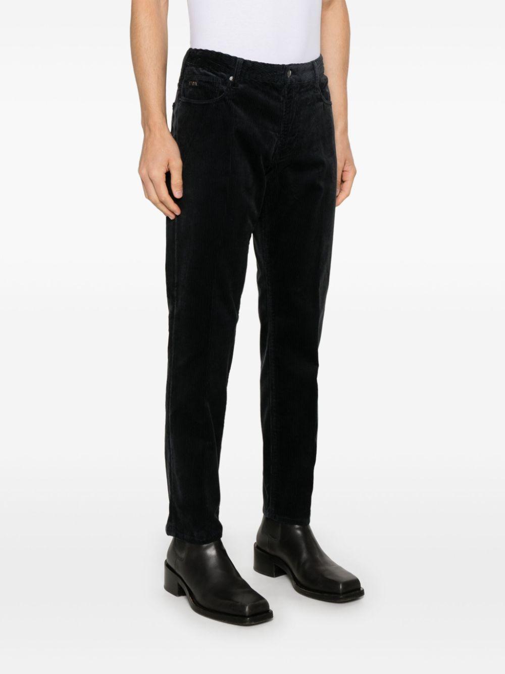 Pantalone blu a coste in velluto