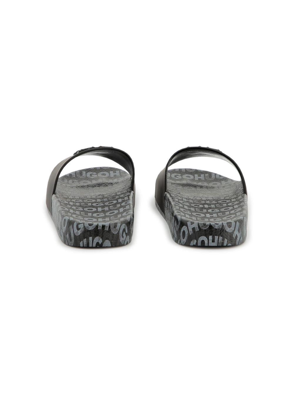 Ciabatta nera logo gommato G00298 09B HUGO KIDS