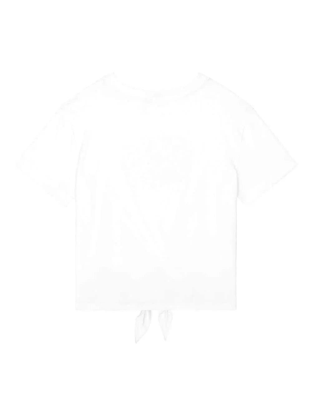 T-shirt bianca monogram maiolica con nodo - Preludio Moda