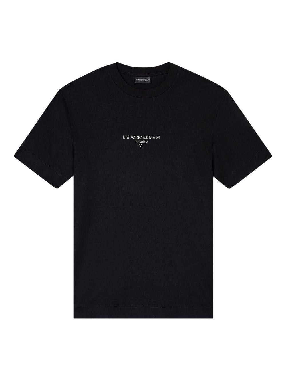T-shirt nera con ricamo del logo EM002838AF10761 UC001 EMPORIO ARMANI